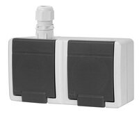 AQUANT 2K gniazdo natynkowe podwójne z uziemieniem 2x2P+Z poziom IP 65 - kolor szary 7035/7016