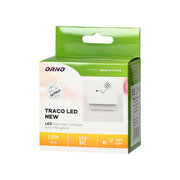 TRACO LED 1,5W, oprawa schodowa podtynkowa, 12VDC, 30lm, 3000K, biała, czujnik ruchu i zmierzchu