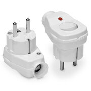 WT-16US/ŁK Wtyczka rozbieralna, kątowa z wyłącznikiem, ,podświetlana, Uni-Schuko 2p+Z; WT-16US/ŁK; biały