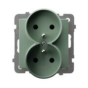 AS Gniazdo podw&oacute;jne z uziemieniem moduł bez ramki - kolor zielony mat