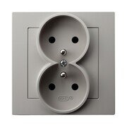 AS Gniazdo podw&oacute;jne z uziemieniem kompletne z ramką - kolor kaszmir