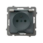 AS Gniazdo bryzgoszczelne z uziemieniem IP-44 wieczko przezroczyste - kolor kaszmir